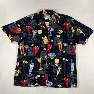 Vintage Paradise Found Regal Happy Hour Drinks Hawaiian Shirt Men's Size Large